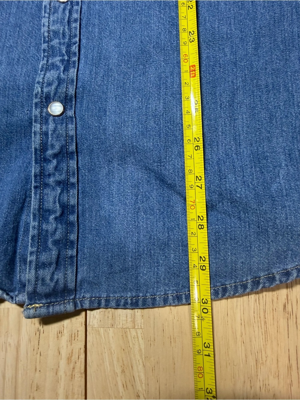 Levi’s Mens Large Western Pearl Snap Denim Shirt Blue Long Sleeve Cowboy Ranch - Picture 12 of 12